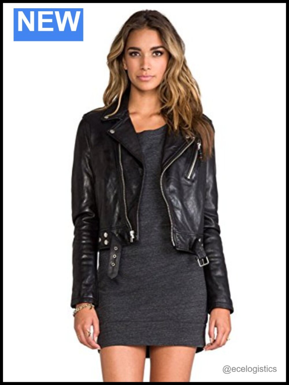 Women's Genuine Leather Biker Jacket Moto Asymmetric Zipper